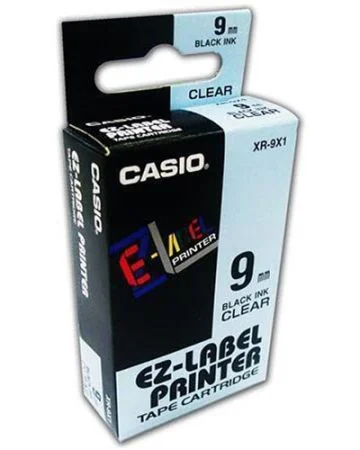 Finální Výprodej Páska, 9 mm x 8 m, CASIO, průhledná-černá