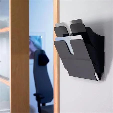 Sleva Držák na katalogy FLEXIPLUS 2, černá, na zeď, A4, na šířku, DURABLE