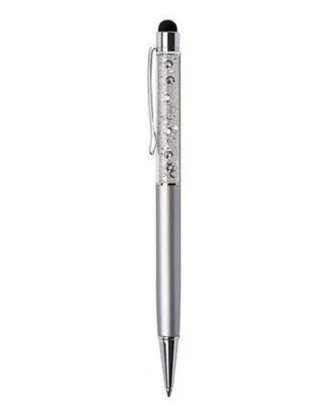 Rychlé Dodání Kuličkové pero Touch, stříbrná, bílé krystaly SWAROVSKI®,14 cm, ART CRYSTELLA® 1805XGT231