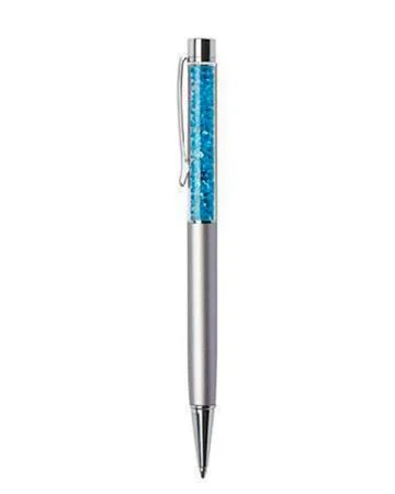 Dokud Zásoby Vydrží Kuličkové pero SWAROVSKI® Crystals, stříbrná, modré krystaly v horní části pera, 14 cm, ART CRYSTELL