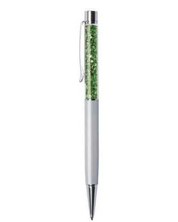 Vrácení Zdarma Kuličkové pero SWAROVSKI® Crystals, krémově bílá, zelené krystaly v horní části pera, 14 cm, ART CRY