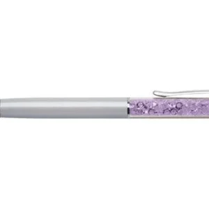 Značkový Kuličkové pero SWAROVSKI® Crystals, krémově bílá, fialové krystaly v horní části pera, 14 cm, ART CR