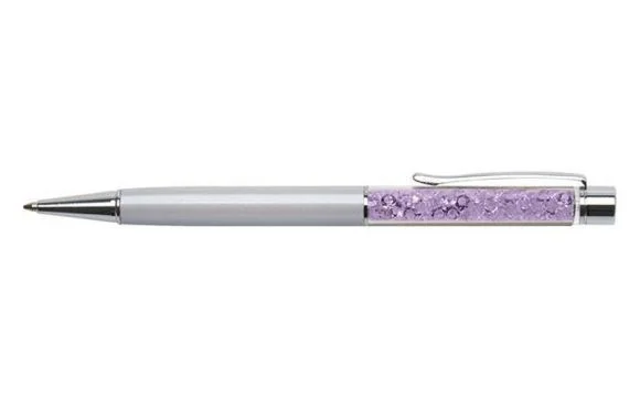 Značkový Kuličkové pero SWAROVSKI® Crystals, krémově bílá, fialové krystaly v horní části pera, 14 cm, ART CR