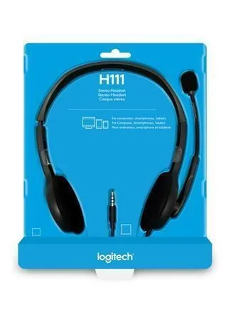 Sluchátka H111, černá, s mikrofonem, drátové, LOGITECH Omezená Nabídka