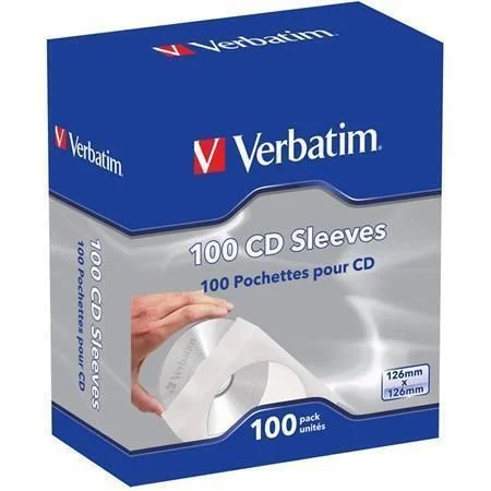 Omezená Nabídka Obálky na CD, papírové, s okénkem, VERBATIM, bílé ,balení 100 ks