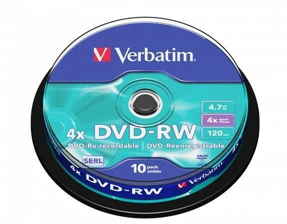 Cenová Bomba DVD-RW, 4,7GB, 4x, Verbatim, 10-cake ,balení 10 ks