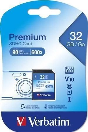 Poslední Šance Paměťová karta Premium, SDHC, 32GB, CL10/U1, 45/10 MB/s, VERBATIM