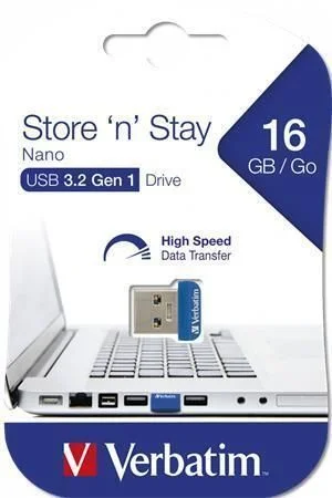 USB flash disk NANO STORE ´N´ STAY, 16GB, USB 3.0, 80/25MB/sec, VERBATIM Cenová Bomba