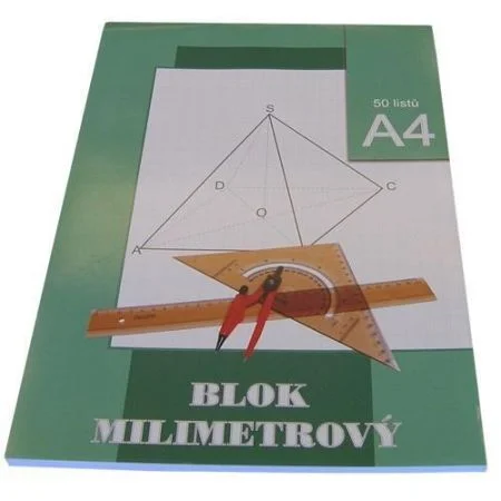 Pouze Dnes Milimetrový papír A4 50 listů blok, STEPA ,balení 50 ks