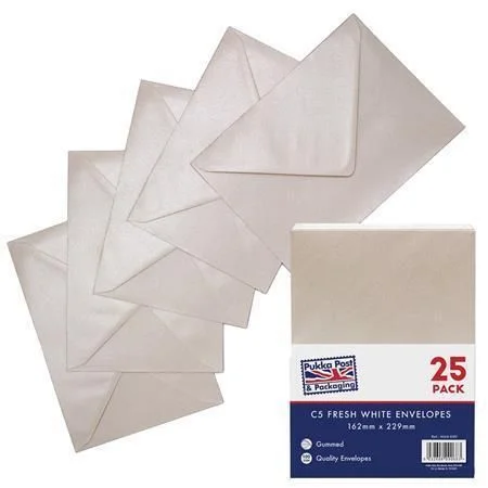 Obálky Fresh White, slonovinově bílá, C5, pogumovaný povrch, PUKKA PAD 9068-ENV ,balení 25 ks Bezpečná Platba