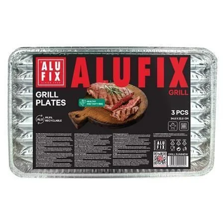 Grilovací tác, 34,5 x 22,5 cm, obdélníkový, 3 ks, ALUFIX GRILL3UNINEW ,balení 3 ks Cenově Výhodný
