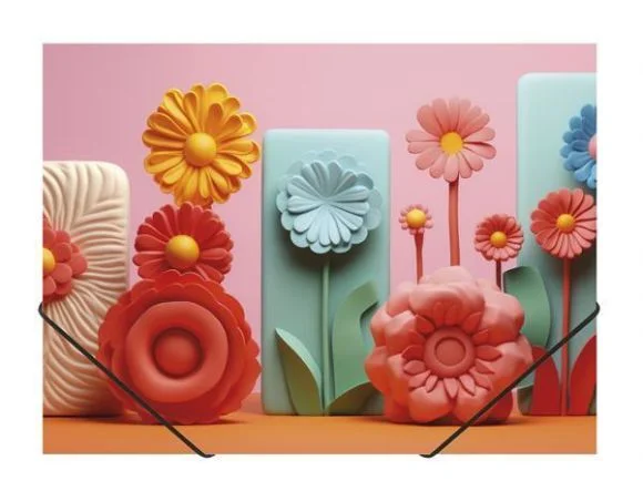 Desky s gumičkou Modern Flowers, A4, 15 mm, PP, PANTA PLAST 0410-0064-61 Autentický
