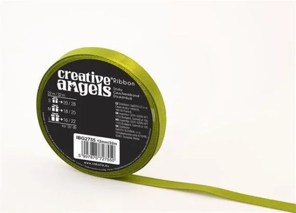 Saténová stuha, zelená, 12 mm x 32 m, IBG2755 Levný