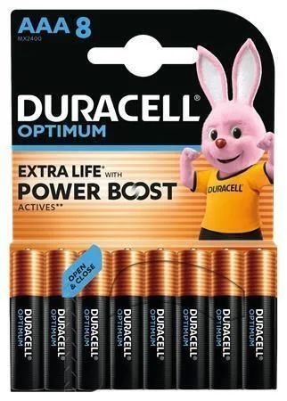 Baterie Optimum, AAA micro, 8 ks, bez plastu, DURACELL 10PP110052 ,balení 8 ks Super Cena