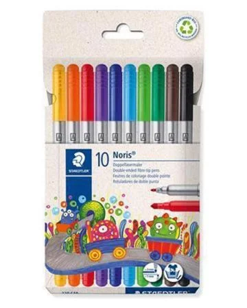 Fixy Noris 320, 10 barev, 1-3 mm, oboustranné, vypratelné, sada, STAEDTLER 320 C10 Novinka