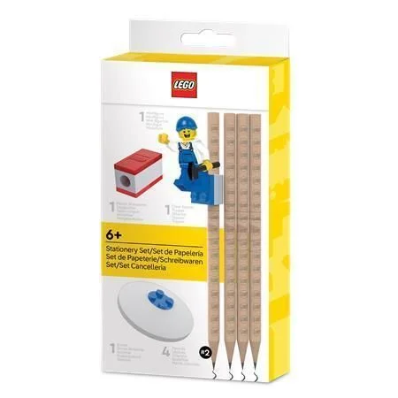 Grafitová tužka, 4 ks, sada s ořezávátkem, gumou, LEGO klipem a minifigurkou, LEGO 53708 Speciální Cena
