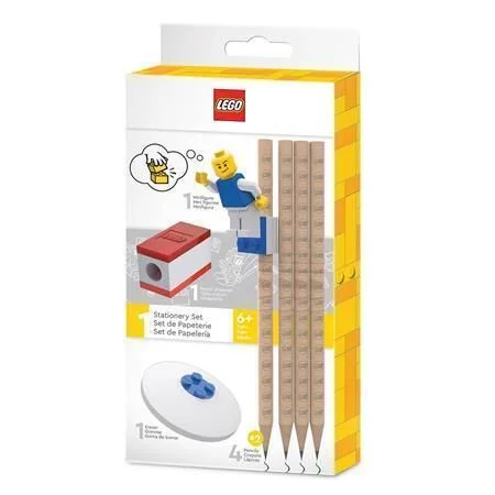 Grafitová tužka, 4 ks, sada s ořezávátkem, gumou, LEGO klipem a minifigurkou, LEGO 52053 Levný
