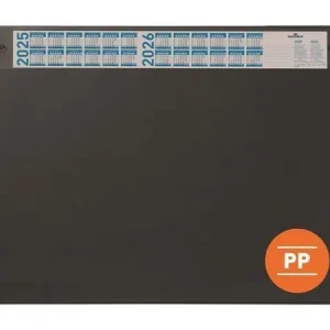 Značkový Podložka na stůl, černá, 65 x 48 cm, s ročním kalendářem, s transparentní vrchní fólií, DURABLE 7225