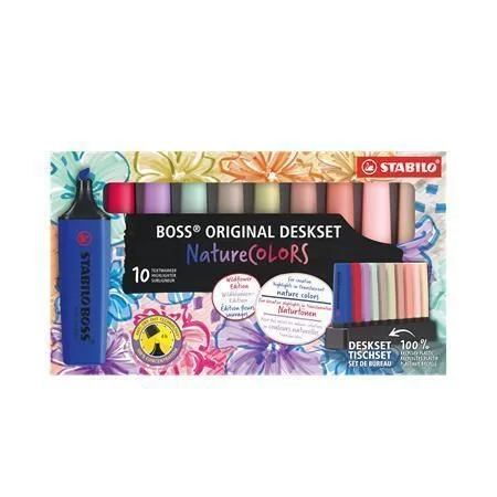 Zvýrazňovač BOSS original NatureCOLORS Wildflower, 10 barev, 2-5 mm, sada, STABILO 7010-3-5 Must-Have