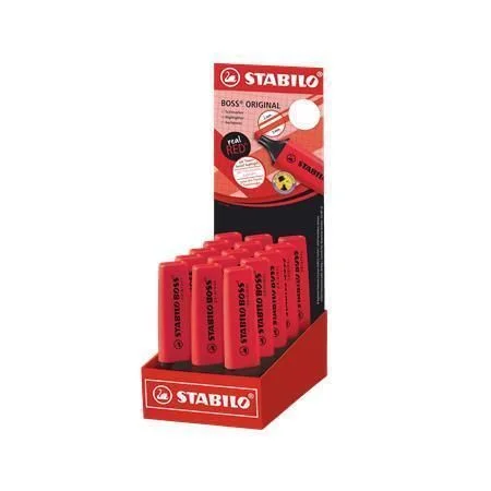 Zvýrazňovač BOSS original, displej/15 ks, sytě červená, 2-5 mm, STABILO 70/15-7 Akční Nabídka