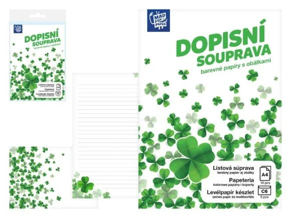 Značkový dopisní papír barevný LUX 5+10 (Čtyřlístky) 5550402