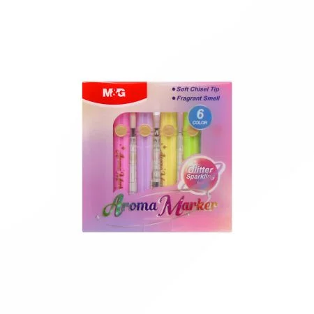Zvýrazňovač M&G Aroma Marker Glitter (sada 6 barev) Ověřený