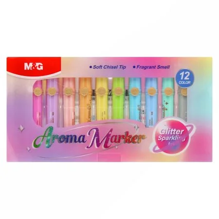 Zvýrazňovač M&G Aroma Marker Glitter (sada 12 barev) Výhodná Nabídka