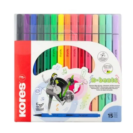 Popisovač Kores K-Beats - sada 15 barev / hrot M Pouze Dnes