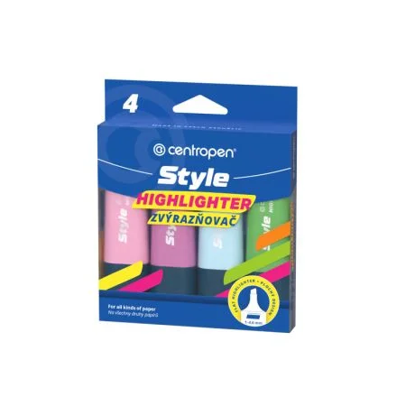 Zvýrazňovač Centropen 6252 Style Soft - pastelová sada 4 ks Časově Omezené