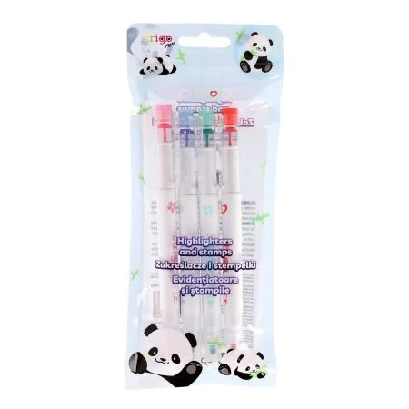 Zvýrazňovače 2 v 1 s razítkem - Panda 4 barvy Kup Teď