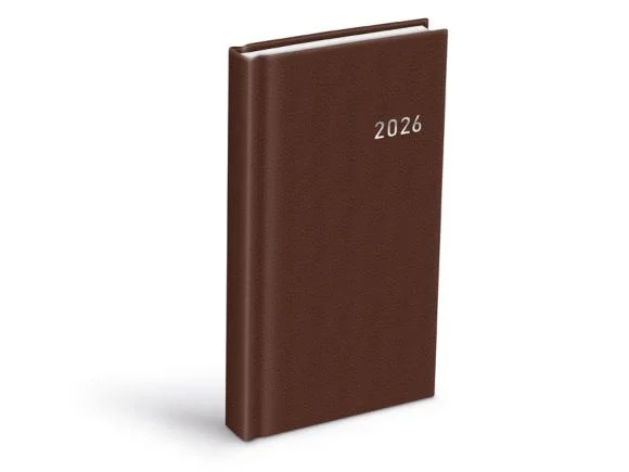 diář 2026 D802 PVC dark brown 90x170mm 7781495 Levný