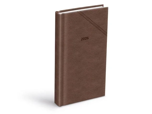 Oblíbený diář 2026 D802 PU dark brown 90x170mm 7781498