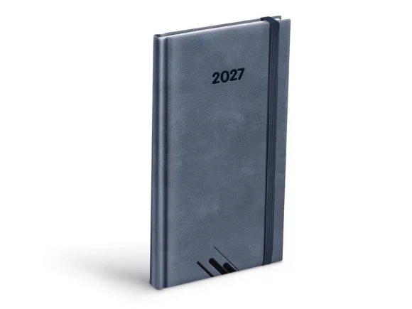 Odeslání Ihned diář 2027 T806 PU šedý s gumkou 90x170mm 7781622