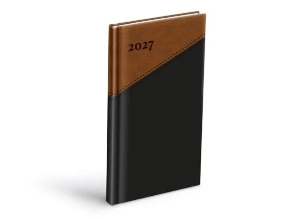 diář 2027 T806 PU černý/hnědý 90x170mm 7781618 Pouze Dnes