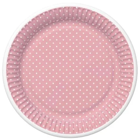 Papírový talíř velký - White Dots on Pink Nejprodávanější